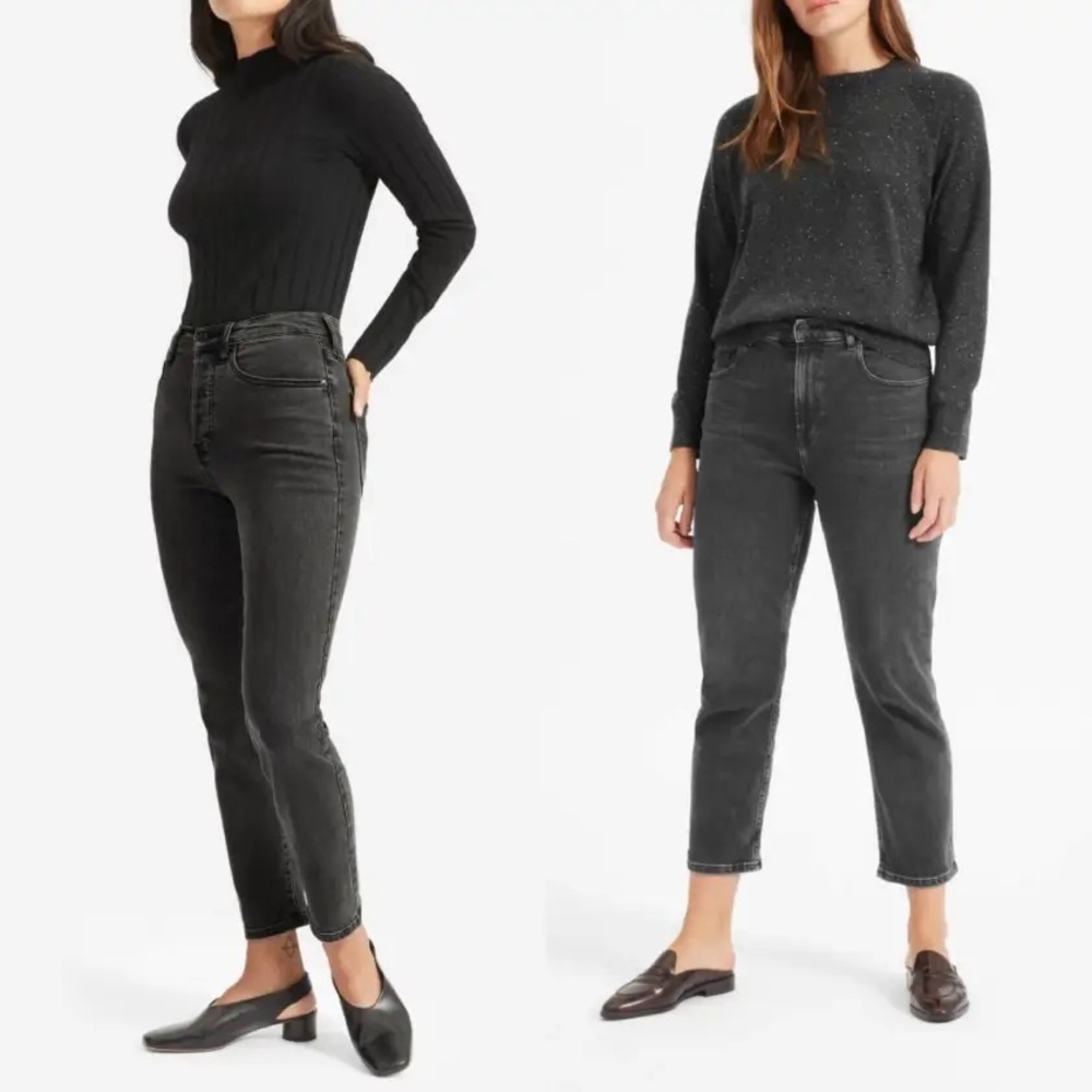 Everlane size 28 washed black authentic stretch high rise skinny ankle jeans